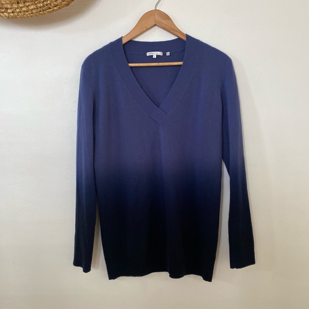Vince Dip Dyed V Neck Cashmere Sweater